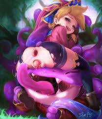 1boy1girl 1girls arcanist kog'maw arcanist zoe arcanists series  blue eyes gaping gaping anus green eyes happy happy face happy sex  heterochromia kog'maw kog'maw league of legends pink tongue prolapse