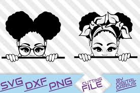 You can even fill the bow shapes with fun patterns and cut with print & cut! 2x Peeking Girl Svg Afro Woman Svg Afro Puffs Hair Bow 298458 Cut Files Design Bundles