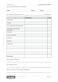 Auswertung Der Klassenfahrt Editierbare Kopiervorlage Cornelsen