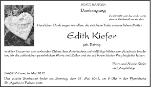 Traueranzeigen von Edith Kiefer