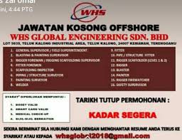 Jawatan kosong kerajaan dan jawatan kosong swasta terkini di malaysia januari februari 2020. Jawatan Kosong Offshore Di Whs Jawatan Kosong Terengganu Facebook