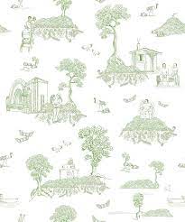 White Green Scandinavian Toile De Jouy Wallpaper Feathr Wallpapers C $10.24 to c $261.22. finland toile