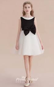 Short Kids Girls Black White Formal Dresses With Bows Chk164 4prom Co Uk White Flower Girl Dresses Flower Girl Dresses Elegant Flower Girl Dress