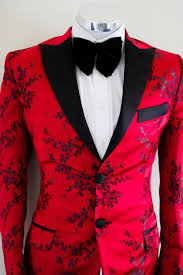Black And Red Prom Tux Icon Red Black Floral Printed Tuxedo Blazer Wedding Party Evening Men Groom Jacket Blazer Silk Prints Att Prom Suits For Men Prom Blazers Prom Suits