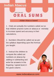 1 Orals Are Actually The Numbers Called Out So That Children Practice Sums On Abacus Or Ment Franchise Business Opportunities Abacus Educational Consultant