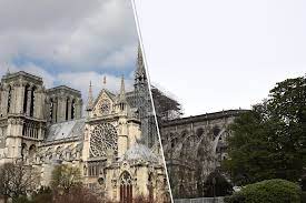 La charpente en bois serait entièrement touchée par un incendie. Incendie A Notre Dame De Paris Les Photos De La Cathedrale Avant Et Apres Les Degats