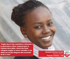 Mi chiamo Elizabeth Wairimu Kambi, sono nata a Nairobi in Kenya 35 anni fa.  Vivo a #Pinerolo da 10 anni nella frazione di Riva con mio marito e le mie  due figlie