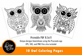 Download free coloring pages png with transparent background. 10 Owl Coloring Pages Hand Drawn Graphic By Designs By David Creative Fabrica