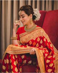 Red Gold Traditional Silk Wedding Saree Indian Bride Outfits Indian Bridal Fashion Indian Bridal Outfits