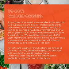 Check spelling or type a new query. We Will Miss You Souplantation Sweet Tomatoes Email Archive