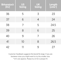 birkenstock women s shoes size chart best picture of chart