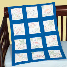 All the dino patterns are made up of 4 quadrants. Jack Dempsey Needle Art Dinosaurs Nursery Quilt Blocks Embroidery Kit 300922 123stitch