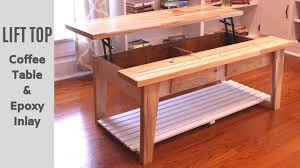 Elegant white & walnut lift top coffee table: Coffee Table Using Reclaimed Pallet Wood With Epoxy Inlay How To Make It Youtube