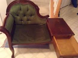 Vintage 1950 Sturdy Wood Tapestry Chair Telephone Table Gossip Seat Ebay Bench Table Telephone Table Bench Table Leather Chesterfield Sofa