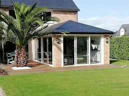 Extension De Maison 3 Pents Toiture Ardoise Aluminium Blanc Realisation Verandaline Extension Maison Salle A Manger Veranda Maison