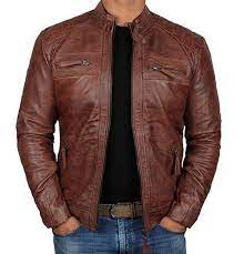 Biker Racing Motorcyle Genuine Lambskin Distressed Brown Etsy Veste En Cuir Pour Homme Vetement Homme Fashion Veste En Cuir