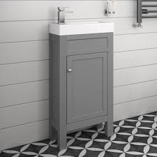 Grey Slimline Sink Vanity Unit Small Bathroom Storage Soak Com Cloakroom Vanity Unit Bathroom Vanity Units Small Bathroom Sinks
