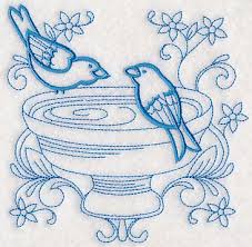 Bird In Bird Bath Drawing Doodle Birds And Birdbath Design M8020 From Www Emblibrary Com Machine Embroidery Designs Machine Embroidery Embroidery Library