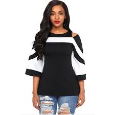 Check spelling or type a new query. Tee Shirt Femme Manche 3 4 En Col Rond A Rayure Mousseline De Soie Epaules Denudees Causal Grande Taille S Xxl Noir Et Blanc Noir Cdiscount Pret A Porter
