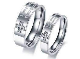 Christian Titanium Steel Wedding Bands Wholesale Cross Promise Rings Couple Rings Com Christian Wedding Rings White Gold Engagement Rings Unique Promise Rings For Couples