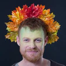 Green Man Headdress, Autumn Oak Leaf Leaf Crown