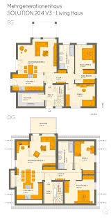 Mehrgenerationenhaus Grundriss Mit Satteldach Architektur Wohnungen Ubereinander 6 Zimmer Ca 200 Q Zweifamilienhaus Living Haus Grundriss Einfamilienhaus