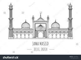 Hand Drawn Famous Landmark Vector Of Jama Masjid Delhi India Isolated Vector Illustration Business Trav Famous Landmarks How To Draw Hands Travel And Tourism