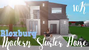 This house includes a small living room with an old tv and bookshelf, a red bedroom with another bookshelf and side table, and a blue kitchen with a table, and a bathroom. Modern House Bloxburg 2 Story 10k Bloxburg Modern House Blueprints