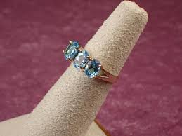 SAMUEL AARON SIGNED BLUE TOPAZ AND GOLD RING