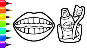 Toothbrush Drawing For Kids How To Draw Teeth Toothpaste And Toothbrush Coloring Page For Kids Coloring Pages For Kids Teeth Drawing Drawing For Kids