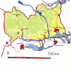 Västerås is the largest city. Karta Over Vastmanland Regionen Karta Over Sverige Geografisk Fysisk Politiska Kartan Provinsen Stockholm Map Bild