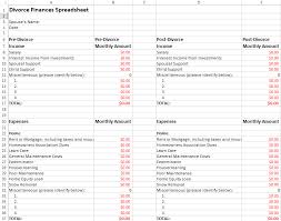 divorce finances spreadsheet lovetoknow