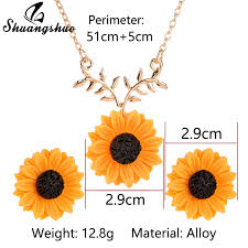 Bunga matahari tergolong tanaman annual yang mneghasilkan bunga berukuran besar dan pada umumnya berwarna kuning. Shuangshuo Collares Bunga Matahari Perhiasan Set Accesorios Mujer Bunga Matahari Kalung Tanaman Anting Anting Untuk Wanita Joyas Pacar Hadiah Perhiasan Set Aliexpress