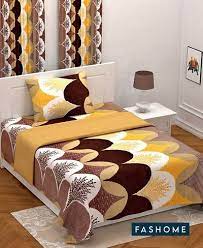 Fashome Multicoloured Glace Cotton Printed Single Bedsheet With 1 Pillowcover Bed Sheets Home Furnishings Bedding Set