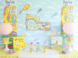 Oh The Places You Ll Go Diy Backdrop Fun365 In 2020 1st Birthday Decorations Seuss Baby Shower 1st Birthday Party Decorations