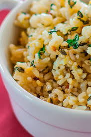 Lemon Brown Rice With Garlic And Thyme Recipe Recipe Recipes Food Thyme Recipes