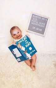 Baby 4 Months Photos Dr Seuss Back To School Month Baby Photoshoot Boy Baby Milestone Photos Baby Milestones Pictures