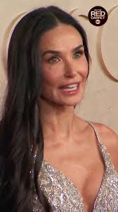 Demi Moore stunned the #Oscars red carpet in a glittery silver custom  Giorgio Armani Privé gown. The actress is nominated tonight for best  actress for her performance in "The Substance." Live Oscars