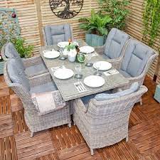 Botsford outdoor 6 seater acacia wood dining set by christopher knight home. Oren Athens 6 Seater Rectangular Rattan Dining Set