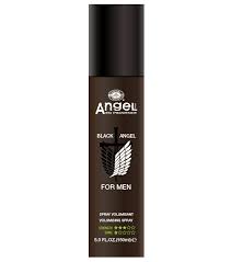 Volume sprays often don't have as much hold as traditional hairsprays, but are ideal for fine or thinning hair. Angel Mens Black Angel Black Angel Volumising Spray 150ml Hair Products New Zealand Nation Wide Hairdressing Hair Care Group
