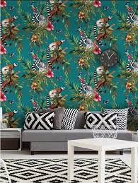 Lemur Teal Wallpaper Bedroom Feature Wall Feature Wall Wallpaper Teal Wallpaper
