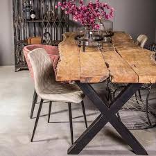 It has a long rectangular top of longwise arranged planks and a sturdy recessed trestle base. Rustic Industrial Live Edge Dining Table Limited Abode