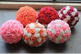 Kissing balls, also known as pomander balls or rose flower balls, are made with lovely silk rose flowers. Rose Flower Pomander Wedding Decoration Ball Silk Kissing Ball Rose Flowers Balls Wholesale Discount