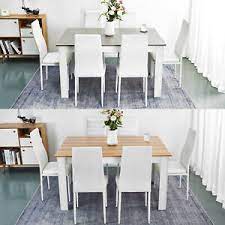 We offer extendable dining tables in a wide range of styles to suit any home, discover your perfect extendable table today. Wooden Dining Table Set Oak With 6 Faux Leather Chairs Seat Kitchen Furniture Ebay