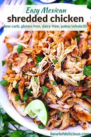 Mexican Pulled Shredded Chicken Bowl Of Delicious In 2020 Shredded Chicken Recipes Healthy Vegetable Recipes Heart Healthy Recipes Crockpot