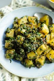 Aloo Methi Potatoes With Fenugreek Leaves Fragrant Methi Fenugreek Leaves Come Together With Potatoes To Make T Aloo Methi Methi Recipes Aloo Methi Recipe