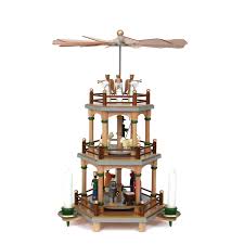 Erzgebirge Christmas Pyramids And Candelabra At The Wooden Wagon