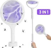 3 In 1 Rotating Electric Bug Zapper Racket Handheld Mosquito Killer | eBay