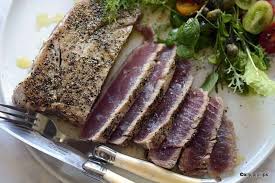 Avoid tuna that looks dull or brown on the edges. Pan Seared Tuna Steak Tuna Steak Recipes Ahi Tuna Recipe