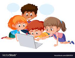 Children and laptop computer illustration. Kids Using Computers Clipart Foto Kolekcija